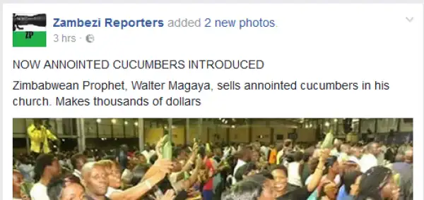 Zimbabwean Pastor Sells ‘Anointed’ Cucumbers To Members In Church (Photos)